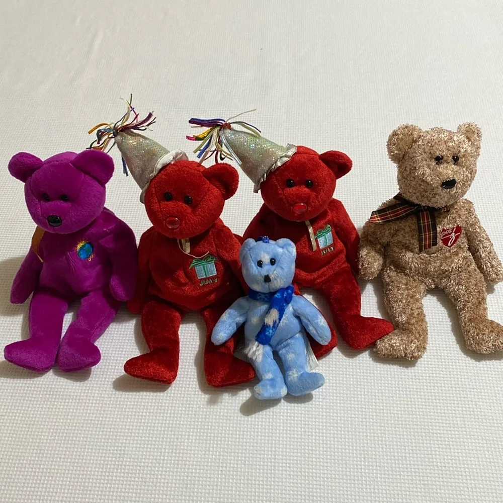 5 lot of Beanie Babies July, Millenium, 2002 Signature Bear, 1999 Holiday Bear - Picture 2 of 6